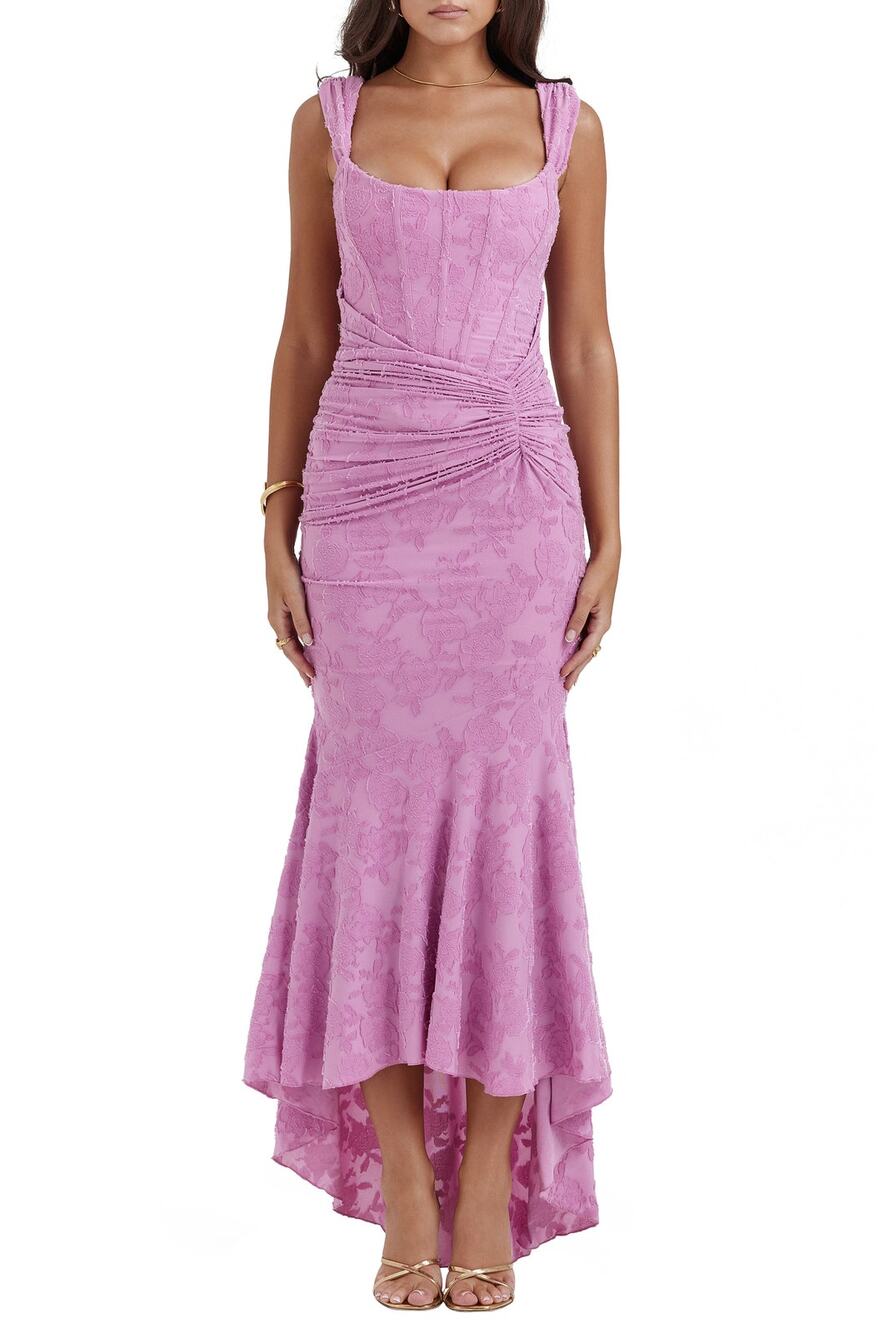 NWT House of CB Cesca Floral Ruched High-Low Corset Dress Women Size XS Pink - Picture 1 of 9